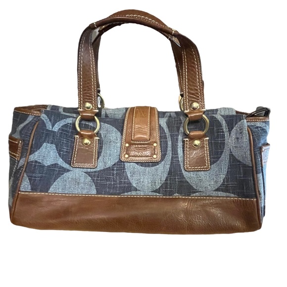 Coach 65th Anniversary Legacy Blue Denim &  Leather Satchel Handbag Purse 10827 - Picture 3 of 15